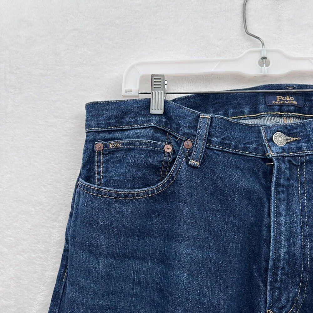 Polo by Ralph Lauren Men’s Slim Straight Jeans - Dark Blue Denim - Picture 8 of 13